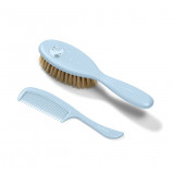 Set perie din par natural moale si pieptene Baby Ono Bleu