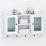 Dulap de perete din mdf alb, raft prezentare pentru carti/dvd