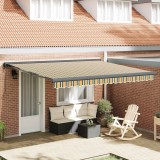 vidaXL Cortina Retractabilă Manual Verde și alb 400 &times;350 cm țesătură 3330844