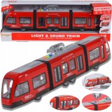 Tramvai mare articulat cu lumină și sunet, uși deschise, 44 x 6,5 x 11 cm, roșu