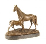 Cal cu manzul- statueta din bronz pe soclu din marmura KF-12