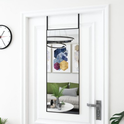 vidaXL Oglindă pentru ușă, negru, 40x100 cm, sticlă și aluminiu foto