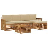 vidaXL Set de canapele de exterior cu pernă 6 pcs Natural și Bej 3384269
