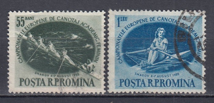 1955 LP 391 CAMPIONATELE EUROPENE DE CANOTAJ ACADEMIC FEMININ SNAGOV STAMPILAT