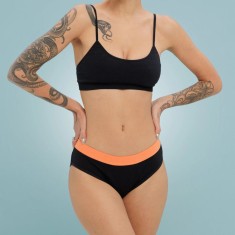 Weekiss Brazilian chiloți menstruali, lenjerie menstruală reutilizabilă, Dimensiune: XXL (44); Reduceri de volum: fără; Culoare: Negru