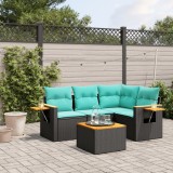 Gossi set mobilier de gradina cu perne, 5 piese, negru, poliratan