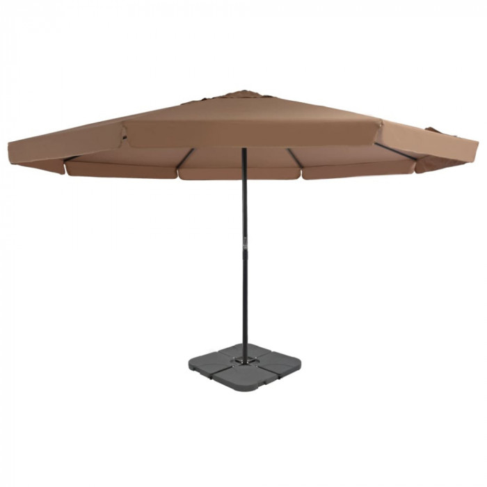 Umbrela de exterior cu baza portabila, gri taupe GartenMobel Dekor