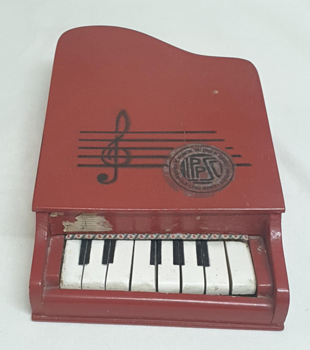 Pian jucarie muzicala romaneasca de colectie, veche, fabricata la Cluj anul 1984