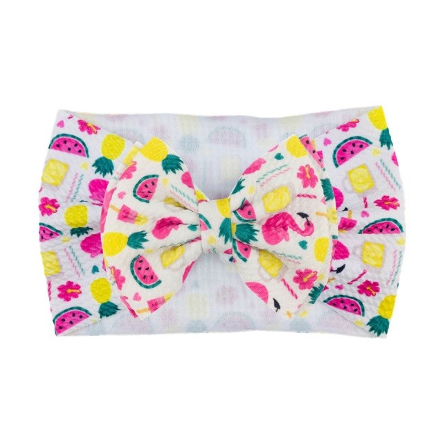 Bentita lata cu funda si imprimeu - Model 7 (Marime Disponibila: 6-12 luni