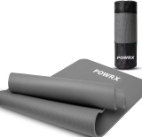 Saltea pentru antrenament si husa de protectie, pentru yoga, fitness, aerobic, pilates, exercitii la sol, POWRX, Antiderapant, 183x60 cm, Gri,