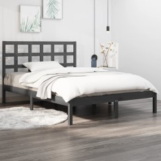 vidaXL Cadru de pat, gri, 200x200 cm, lemn masiv 3105492