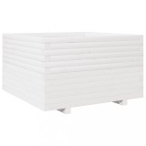 Cumpara ieftin Jardiniera de gradina, alb, 80x80x49,5 cm, lemn masiv de pin