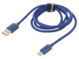 Cablu USB 2.0 A la C 1,2m albastru textil