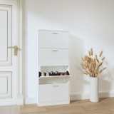 VidaXL Pantofar, alb extralucios, 59x17x150 cm, lemn compozit