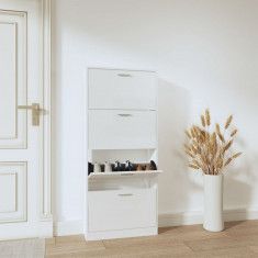 Pantofar, alb extralucios, 59x17x150 cm, lemn compozit GartenMobel Dekor