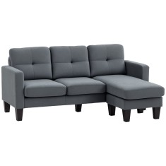 HOMCOM Colţar &icirc;n formă de L, Şezlong reversibil, Canapea cu blouse, Gri &Icirc;nchis | Aosom Romania
