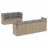 Cumpara ieftin Set canapele de gradina, 8 piese, cu perne, bej, poliratan