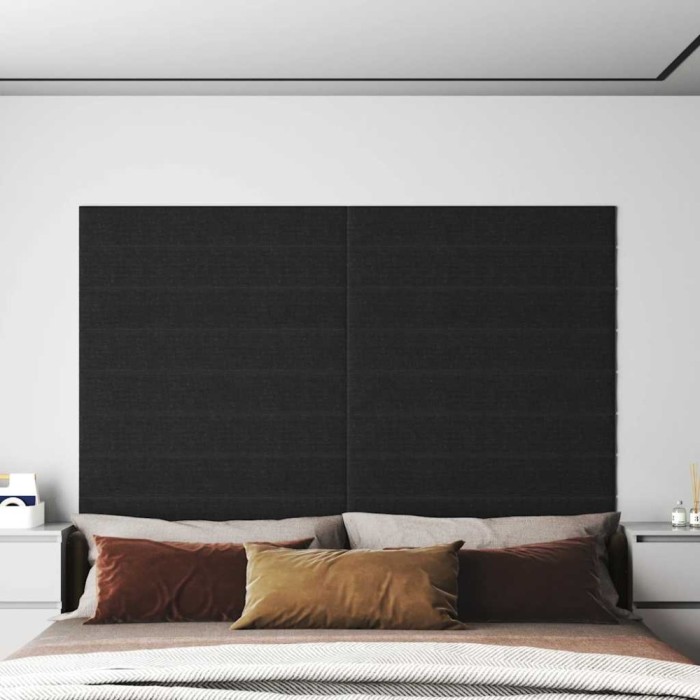 vidaXL Panouri de perete 12 buc. negru 90x15 cm textil 1,62 m&sup2; 343880
