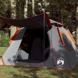 vidaXL Cort camping cupolă 4 persoane, gri/portocaliu, setare rapidă