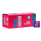 Prezervative ADORE Ribbed Pleasure, cu nervuri reliefate pe lungime, din latex, lubrifiate, 52 &plusmn; 2 mm, 144 buc
