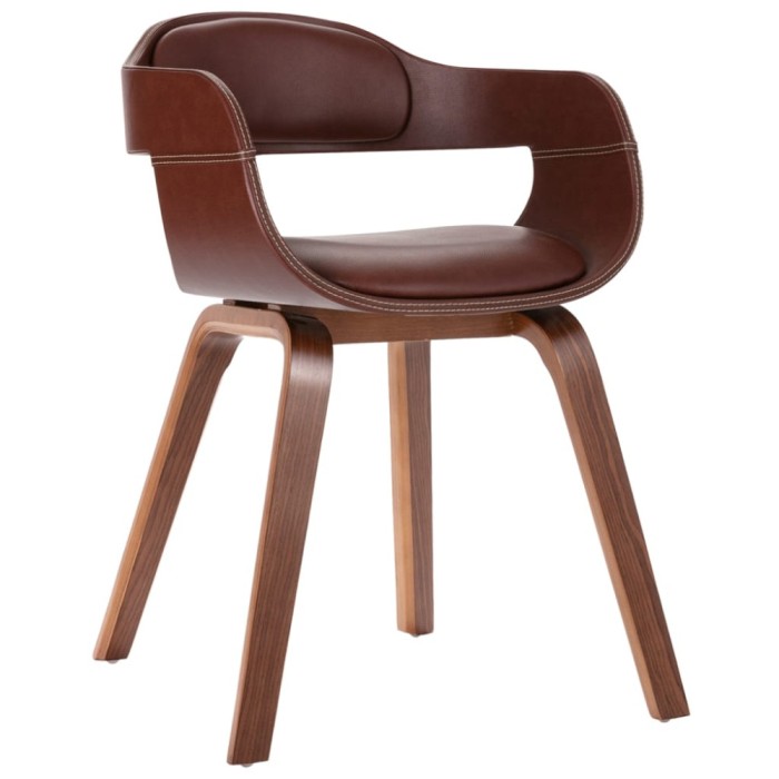 vidaXL Scaun de masă, maro, lemn curbat &amp; piele ecologică 327331