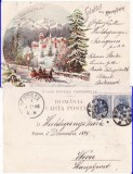 Sinaia (Peles)-Litografie 1898 -tema Casa Regala-edit. Bucuresti, Circulata, Printata