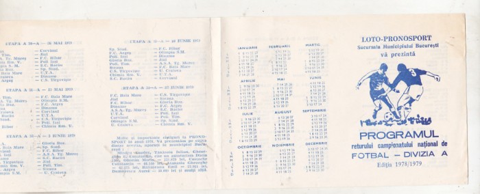 bnk div Loto-Pronosport - Programul returului Diviziei A 1978/1979