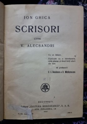 Scrisori catre V. Alecsandri - Ion Ghica foto