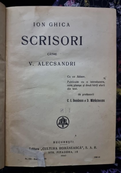 Scrisori catre V. Alecsandri - Ion Ghica