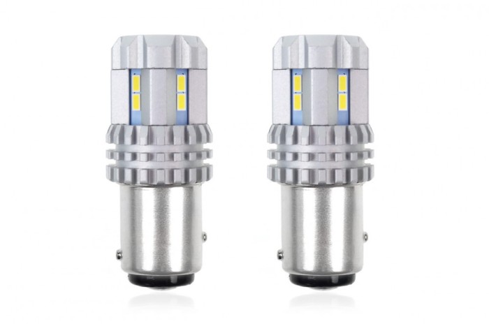 Bec stop frana ciresa auto tip LED UltraBright Canbus R5W, 12V-24V; BA15d P21/5, 12 LED SMD 3020, 2 buc. AutoDrive ProParts