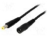 Cablu alimentare DC, DC 5,5/2,1 mufa, DC 5,5/2,1 soclu, negru, 5m, BQ CABLE - DC.EXT.1200.0500