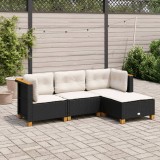 Cumpara ieftin Gossi set mobilier de gradina cu perne, 4 piese, negru, poliratan