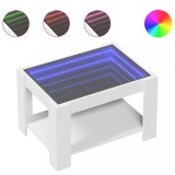Cumpara ieftin Masuta de cafea cu LED, alb, 73x53x45 cm, lemn prelucrat