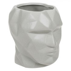 Suport Pixuri, Ceramic, Model 3D Față, Culoare Gri, Dimensiuni 10x14x12cm