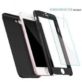 Husa 360 iPaky iPhone 6 Plus/6S Plus Full Cover Neagra + Folie Sticla Protectie Completa