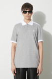 Adidas Originals polo de bumbac Adicolor Classics 3-Stripes culoarea gri, cu imprimeu, IL2502