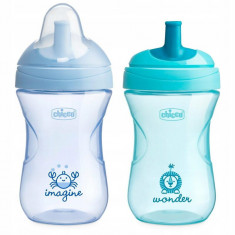 Cana, Chicco, Advanced, cu sistem anti-curgere, Termica, Cu cioc, 266 ml, 12 luni+, Fara BPA, Turquoise/Albastru