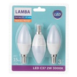 Set 3 becuri LED E14, 2W, 170 lumeni, 3000K, alb, CMCLASS