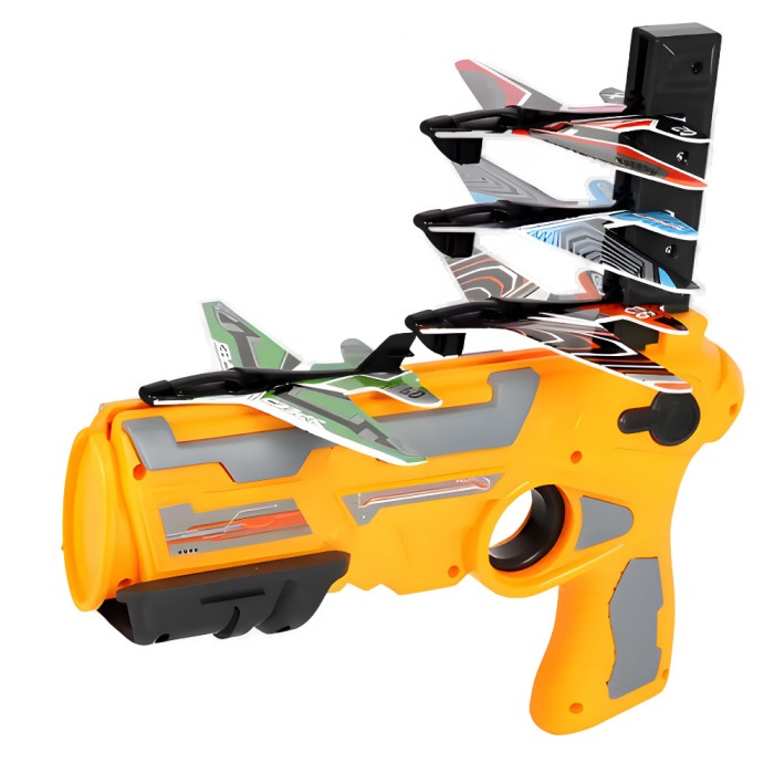 Set Pistol Lansator de Avioane din Spuma EVA tip Catapulta ,Galben