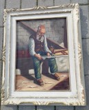 Ulei pe p&acirc;nză o lucrare veche semnată, Portrete, Realism