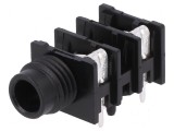 Conector Jack 6,3mm soclu mamă unghi 90&deg; THT 2 piste