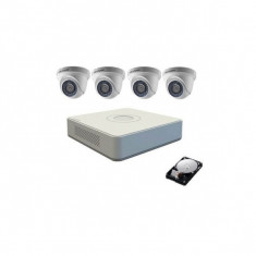 Kit pentru supraveghere Hikvision Turbo HD 720P cu 4 camere DOME IR20m, Hard Disk 500 Gb refurbished foto