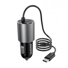 Dudao R5ProT 1x încărcător auto USB, 3,4A + cablu USB-C (gri)