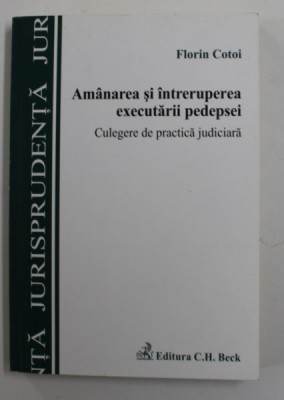 AMANAREA SI INTRERUPERA EXECUTARII PEDEPSEI , CULEGERE DE PRACTICA JUDICIARA , de FLORIN COTOI , 2010 foto