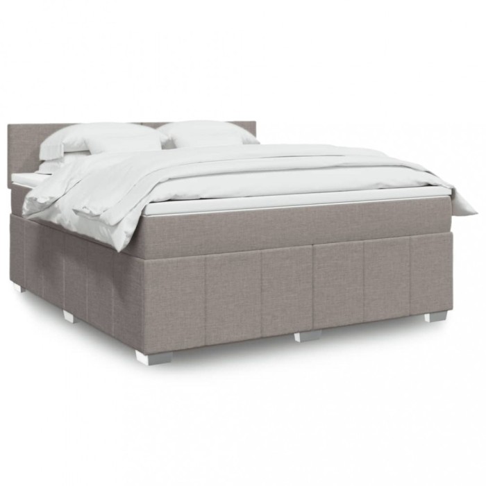 vidaXL Pat continental cu saltea, gri taupe, 180x200 cm, textil 3287144
