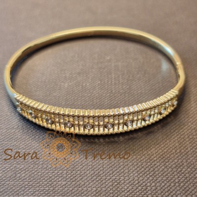 Bratara Regina Serii , fixa, cu cristale si textura couture, placata aur 14K foto