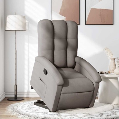 vidaXL Fotoliu rabatabil cu ridicare pe verticală, gri taupe, textil 3204100 foto