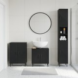 Cumpara ieftin Set de cabinet pentru baie cu 3 piese HAARLEM Negru