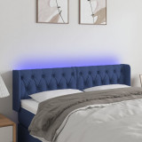 VidaXL Tăblie de pat cu LED, albastru, 147x16x78/88 cm, textil