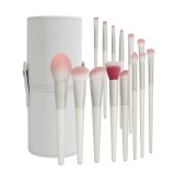 Set 14 Pensule de Machiaj cu Peri Moi, Cyrax, cu Suport pentru Depozitare, Bej